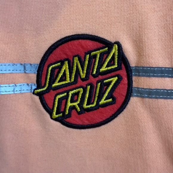 Santa Cruz Hoodie Mens Size L Orange Striped Pullover Sweatshirt Skate - Picture 5 of 5